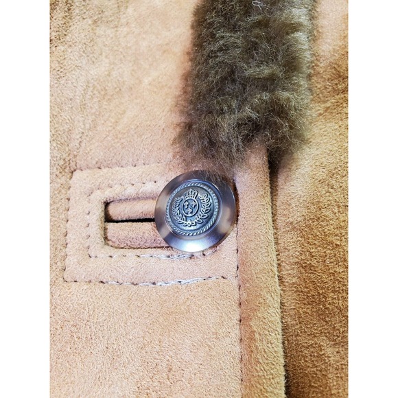 Pellini Jackets Unisex XS Tan Double Face Suede Long Sleeve Pockets Button Front - Picture 8 of 11
